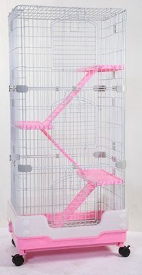 Ms.PET 2台尺 粉彩多功能防撥砂抽盤式寵物籠 3層貓籠 松鼠籠 貂籠 CH140P，每件4,580元