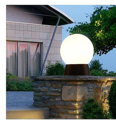 現代戶外裝飾照明柱燈 透明條紋庭院燈燈具 LED戶外圓球壁燈