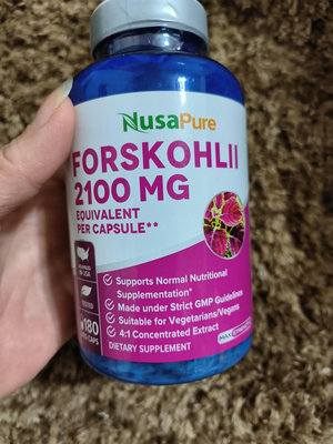 美國NusaPure高強度毛喉素Forskohlii/毛喉油切崩解 2100mg 180顆素食膠囊(非機改無麩質)