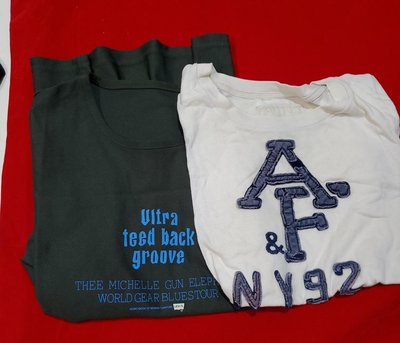 短袖T恤2件優惠價Abercrombie&amp;Fith襯衫白色New york+軍綠色短上衣Leveis Levis不是全新保存好
