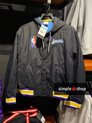【Simple Shop】NIKE NBA LAKERS 湖人 棒球外套 鋪棉 運動外套 黑色 DB1182-728