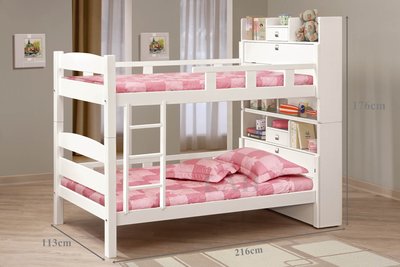 【生活家傢俱】CM-266-1：洛克3.5尺白色多功能雙層床【台中家具】上下舖 單人床 兒童床 實木 床頭箱 台灣製造