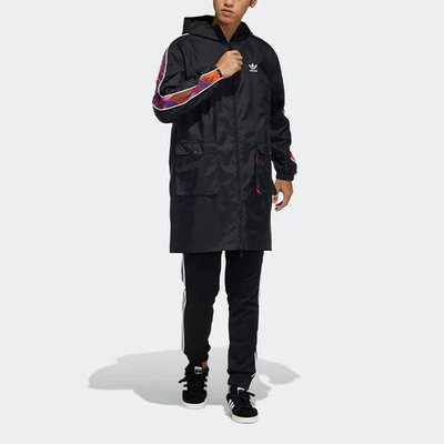 S.G adidas Originals GN5451 黑 新年 男款 休閒 運動 雙面穿 中長 連帽 風衣外套 大衣