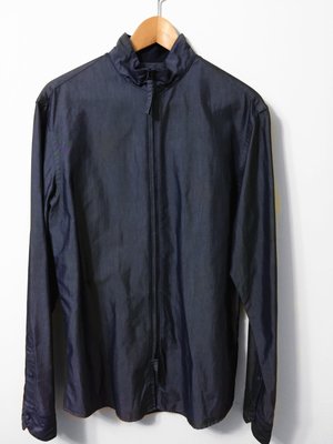 GIORGIO ARMANI 絲綢藍 風衣外套 襯衫 39/15.5號 正品九成新