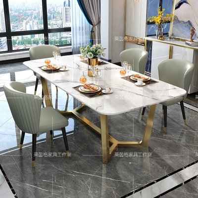 餐桌椅組合輕奢家用飯桌現代簡約大理石方形客廳意式巖板兩用餐桌滿減 促銷 夏季