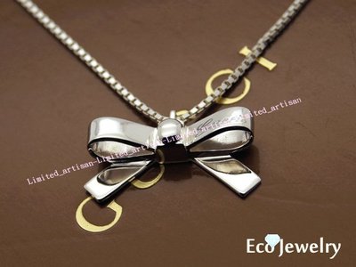 《Eco-jewelry》【GUCCI】經典新款 蝴蝶結項鍊  純銀925項鍊~專櫃真品 近新品