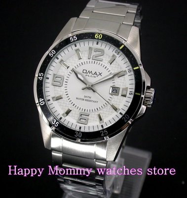 【 幸福媽咪 】 網路購物、門市服務OMAX PLUS 歐瑪士 大錶徑 日期 不鏽鋼男錶 OM-092