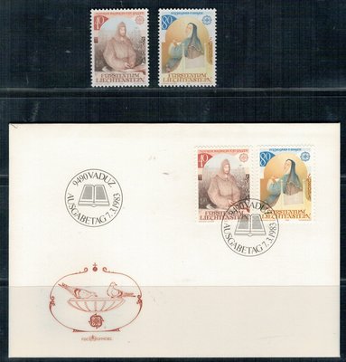 列支敦士登郵票--1983 年歐羅巴郵票系列--教會修士、詩人和禮儀作曲家2全+首日封