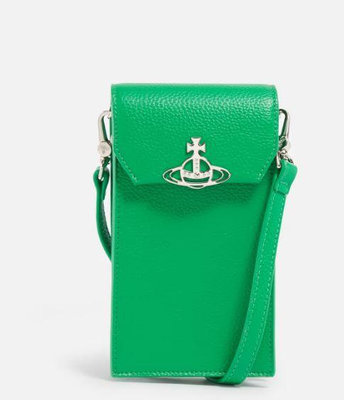 代購Vivienne Westwood Re-Vegan Faux Leather Phone Bag綠色簡約小廢包手機袋