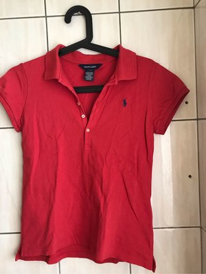 RALPH LAUREN L號紅色polo衫（12/14）小S女生可穿，約八成五新