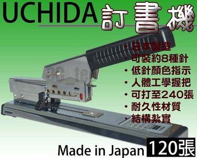 台南~大昌資訊 日本 UCHIDA NO.1150N 訂書機  可用各尺寸訂書針 可訂120張~  另有No.1240N