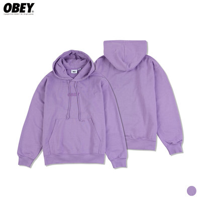 【Brand T】OBEY  BOLD IDEALS 連帽 帽T 無刷毛 薄款 素色 刺繡 OBEY LOGO 淺紫色