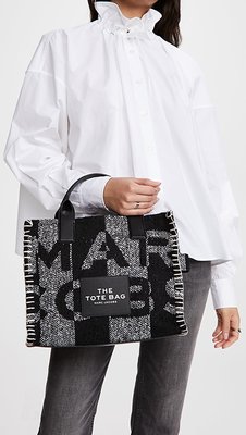《今日下標分享價、全新真品》Marc Jacobs 黑灰毛呢 TOTE BAG 手提/斜背/拖特包