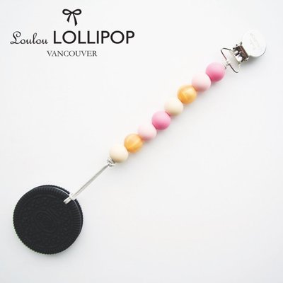 ♡NaNa Baby♡加拿大 Loulou lollipop 餅乾固齒器組/奶嘴鍊夾-公主粉