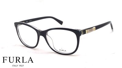 【本閣】FURLA VU4878S 義大利精品光學眼鏡方膠框 男女黑色 與CHLOE/DIOR同型 仿皮革緞帶鏡腳造型