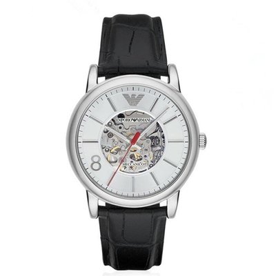 正品代購亞曼尼（ARMANI)手錶 新品正品男士鏤空自動機械錶43mm 皮帶男錶AR1997