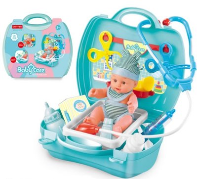 嬰兒護理手提箱 20件組 手提嬰兒護理箱 扮家家酒手提箱 兒童手提箱 醫生手提箱 嬰兒護理手提嬰兒護理 手提 附一隻娃娃