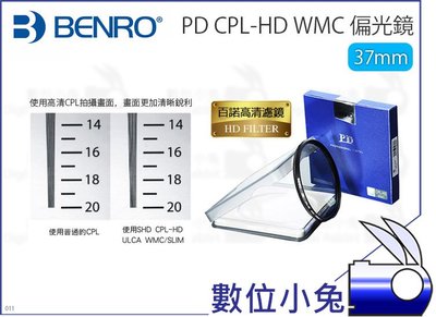 數位小兔【BENRO 百諾 PD CPL-HD WMC 偏光鏡 37mm】CPL鏡 百諾 光學玻璃 航空鋁材 薄框公司貨