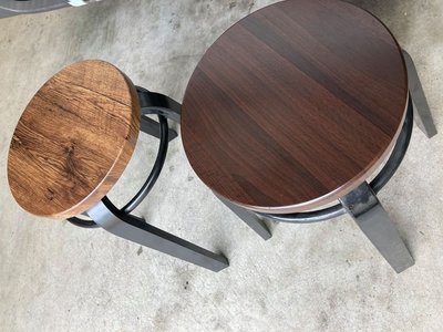 仿木紋 兩色 圓凳 椅子 鐵製椅架 餐椅 凳子 可堆疊 營業用