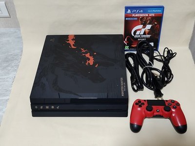 PS4 PRO 1T 1000G 魔物獵人火龍機 附遊戲片1片 無外盒及火龍機限定手把 系統版本9.03