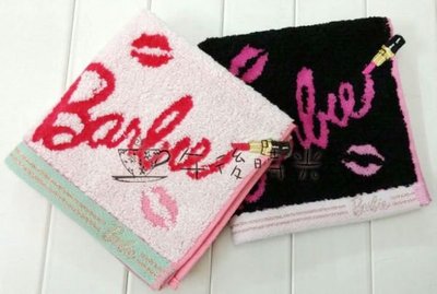 【午後時光】日本甜美Barbie芭比-滿版唇印芭比的口紅誘惑刺繡手帕/小方巾-2色5405