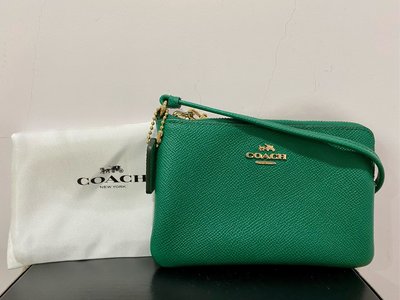 coach 綠色手腕包 零錢包 卡夾 皮包