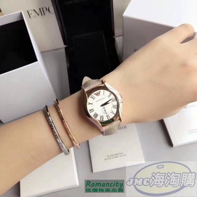 {JMC海淘購商城}現貨EMPORIO ARMANI亞曼尼手錶AR1670玫瑰金時尚尊貴皮革錶帶石英女錶 手錶
