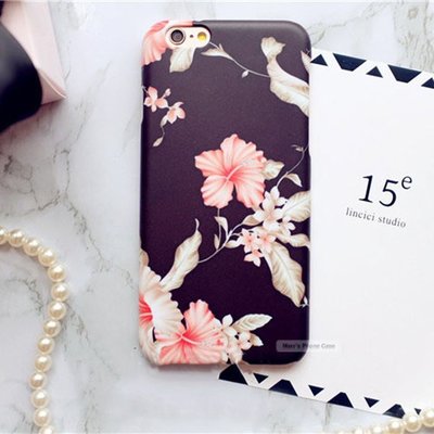 IPhone 6S 6 PLUS i6 硬殼 手機殼 保護殼 花 高雅 黑底 粉色 清新 女神 氣質 杜鵑
