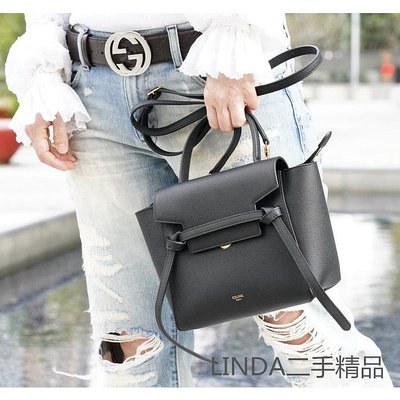 LINDA二手精品 Celine Nano Belt bag 牛皮 Belt 鯰魚包 手提包 肩背包 斜背包 黑 現貨