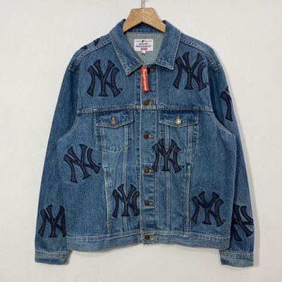 NY牛仔夾克 Supreme 21FW New York Yankees Denim Trucker Jacket