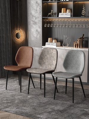 簡約現代輕奢餐椅科技布椅子靠背皮椅家用北歐餐廳餐桌
