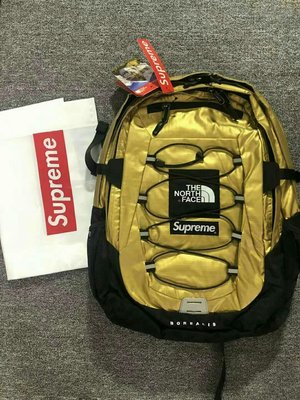 THENORTHFACE和SUPREME聯名款電腦背包登山背包後背包休閒背包28公升金黃色