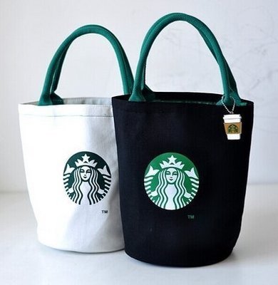Starbucks 星巴克 -(一個/黑色) 圓桶包手提袋單肩包環保購物袋---黑色