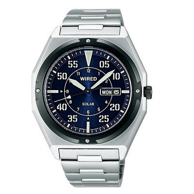 「官方授權」WIRED 時尚太陽能腕錶-藍/銀-42mm (AW6003X1)