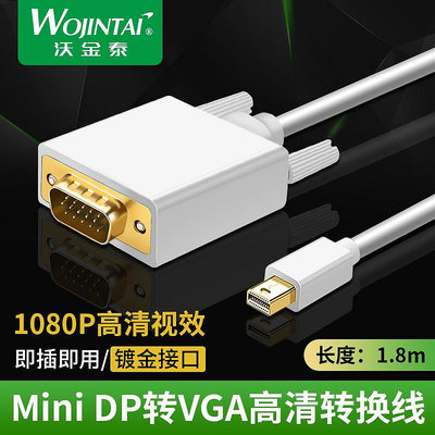 mini DP轉vga 公頭 迷你DisplayPort  雷電DVI高清轉接器1.8~佳樂優選