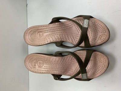 crocs女粉紅灰色撞色休閒鞋、鞋高6cm、尺碼36（二手現貨）