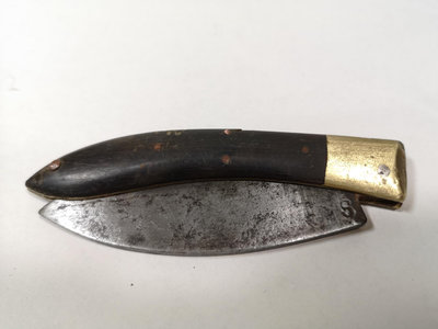 牛角柄 士林刀 - 牛角黃銅士林刀 八芝蘭刀 古董刀