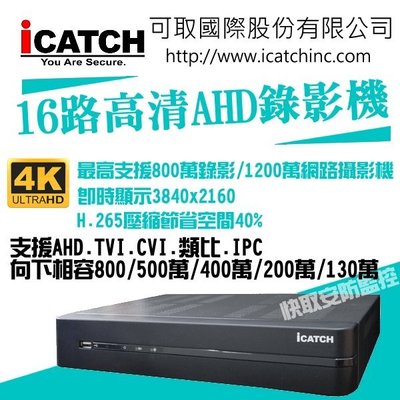 可取 H.265 KMH-1625EU-N 16路主機 7IN1 DVR 可取 16路1聲音 ICATCH DUHD