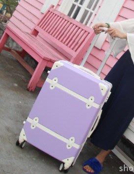 22吋韓版復古旅行箱 萬向輪 行李箱 拉鍊式拉桿箱