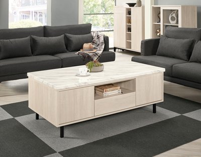【N D Furniture】台南在地家具-木心板刷白木紋人造石面131cm大茶几/4.3尺茶几MC