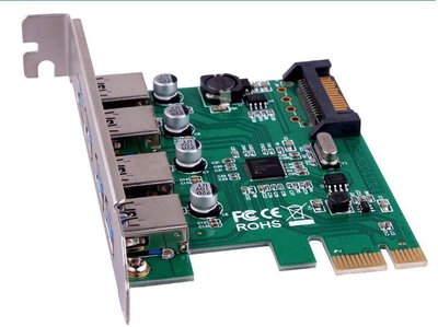 盒裝 PCI-E 轉 USB 3.0 NEC 4埠 最新 μPD720201晶片 xhci REV 1.0 傳輸5GB高級固態電容