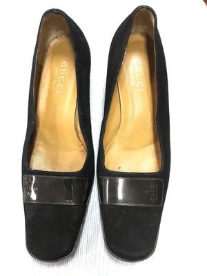 桑園徐-Gucci黑色麂皮包鞋#37.5