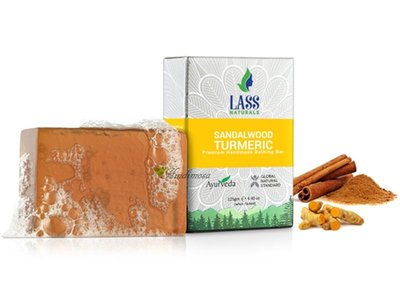 印度 Lass 草本檀香薑黃手工精油香皂 125g Sandal Turmeric 可搭Medimix 紙盒外銷版新包裝