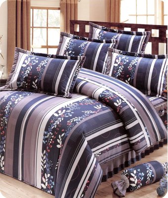 加大雙人床罩組六尺精梳棉-流線風采-台灣製 Homian 賀眠寢飾