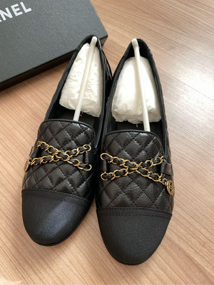 Chanel 全真皮 樂福鞋 平底鞋 手工縫底