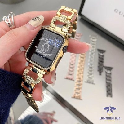 現貨熱銷-apple watch 5 錶帶 D字鑲鑽金屬不鏽鋼錶帶 蘋果手錶帶iWatch1/2/3/4代通用 時尚替換