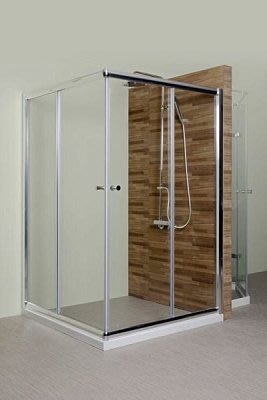 淋浴拉門/浴室拉門系列/直角型橫推門 簡框清透強化玻璃 (含安裝)
