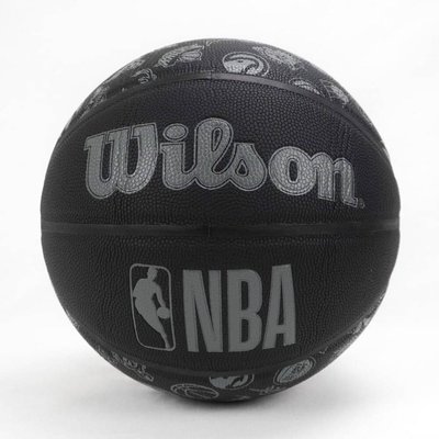 【WILSON 威爾森】NBA All Team 7號籃球 隊徽球 耐磨 合成皮 室內外 黑灰 WTB1300