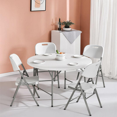 折疊可收納圓桌10人餐桌椅家用戶外塑料大圓臺圓形吃飯桌折疊桌子