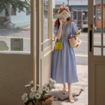 Bellee 正韓  小格紋腰身綁帶連身裙 洋裝 (2色)  【0620-2】 預購
